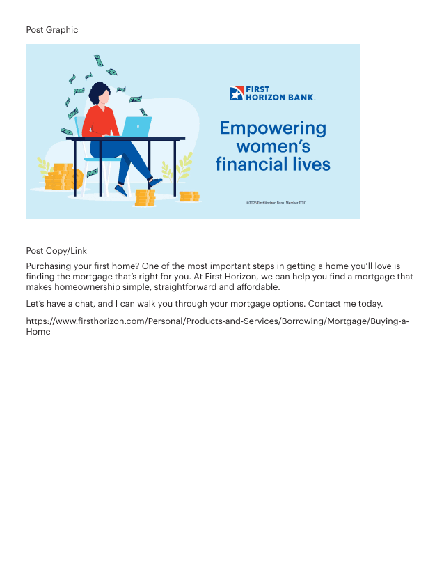 First Horizon Bank women's financial lives post